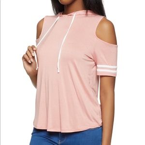 Varsity Stripe Cold Shoulder Top